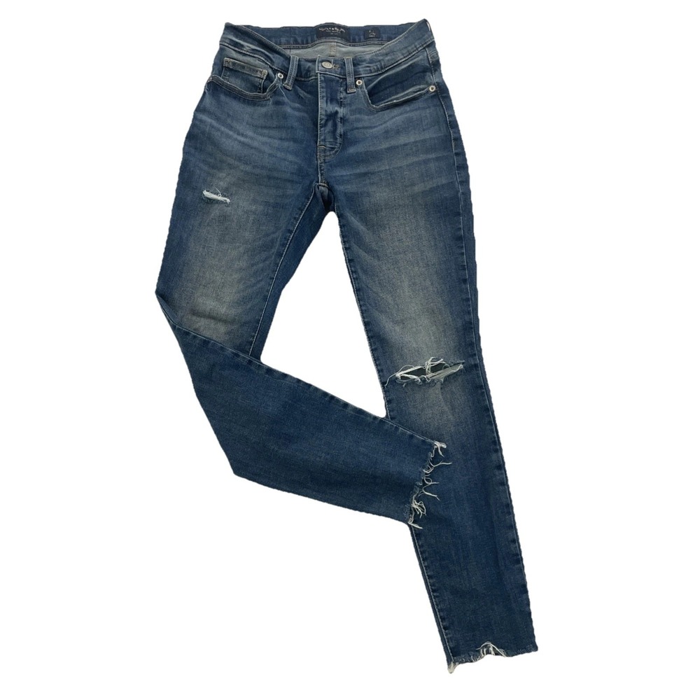 Lucky Brand 2/26 Jeans Women  Skinny Ankle distressed Whiskers Stretch Denim EUC